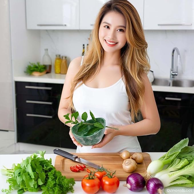Herb Stripping Bowl with 4 Different Holes Efficient Leaf Removal Tool for Parsley Cilantro Vegetables Durable Resin Kitchen Gadget Veggie Herbs Stripper Imitation Ceramic Pottery Design - Bloomnest