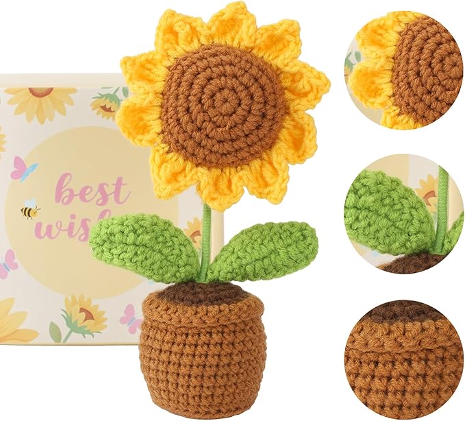 Birthday gifts for women, sunflower gift baskets, care package,sending you sunshine gift box for women with coffee mug and sunflower crochet, unique sunshine themed gift box. - Bloomnest
