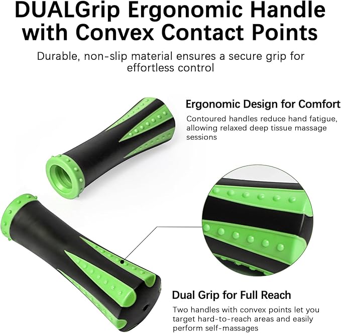 Muscle Roller Massage Roller Stick- Deep Tissue Fascia Blaster for Myofascial Pain Relief, Lymphatic Drainage & Body Sculpting, Handheld Physical Therapy & Recovery Tool (Green black-18 inch) - Bloomnest