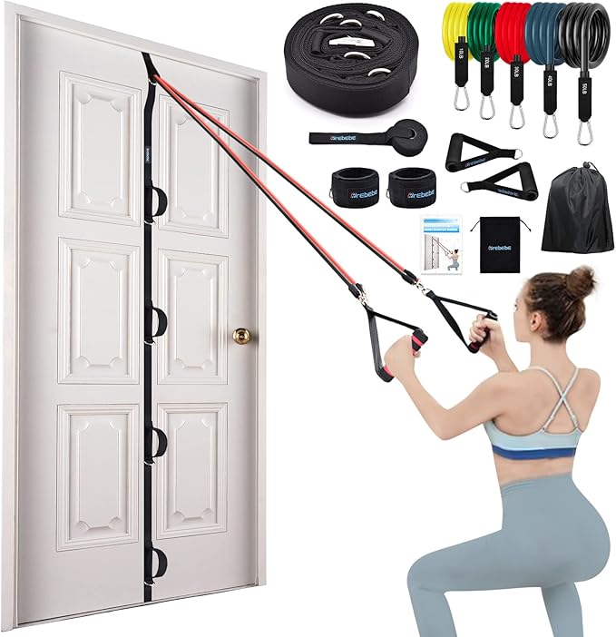 Brebebe Door Anchor Strap for Resistance Bands Exercises, Multi Point Anchor Gym Attachment for Home Fitness, Portable Door Band Resistance Workout Equipment, Easy to Install, Punch-Free, Nail-Free - Bloomnest