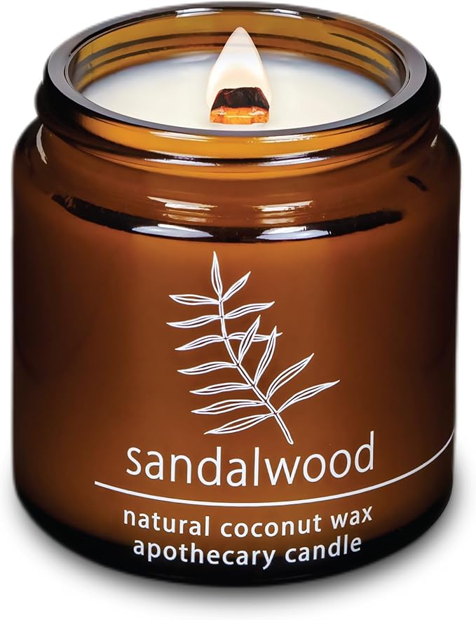 Hemlock Park Crackling Wood Wick Candle Handcrafted with Natural Coconut Wax (Small 4 oz, Sandalwood) - Bloomnest