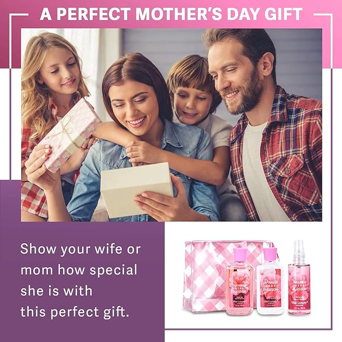 Bath & Body Care Travel Set - Home Spa Set with Body Lotion, Shower Gel and Fragrance Mist, Personal Body Care Travel Set for Birthday Christmas New Year Gifts(Japanese Cherry Blossom) - Bloomnest