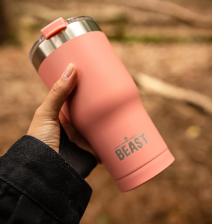 Beast 30 oz Tumbler Stainless Steel Vacuum Insulated Coffee Ice Cup Double Wall Travel Flask (Blossom Pink) - Bloomnest