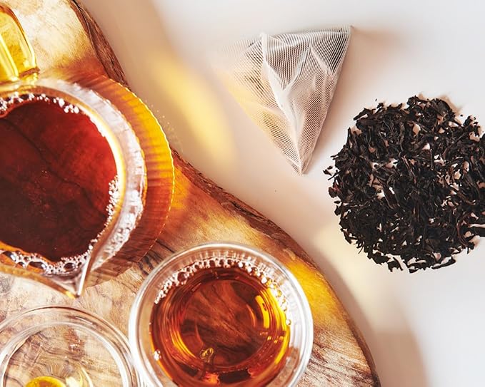 Grace Farms Organic English Breakfast Black Tea, (100 Enveloped Pyramid Sachets w/String & Tag) | Fairtrade & Kosher |Gives Back 100% of Profits - Bloomnest