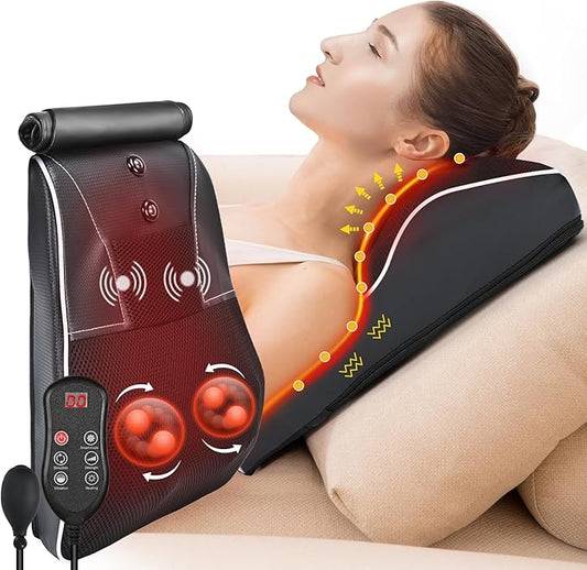 Shiatsu Neck and Back Massager with Heat,Neck Massager for Pain Relief deep Tissue,3D Kneading Massage Pillow for Back,Shoulder,Leg,Gifts for Mom,Dad,Women (Black) - Bloomnest