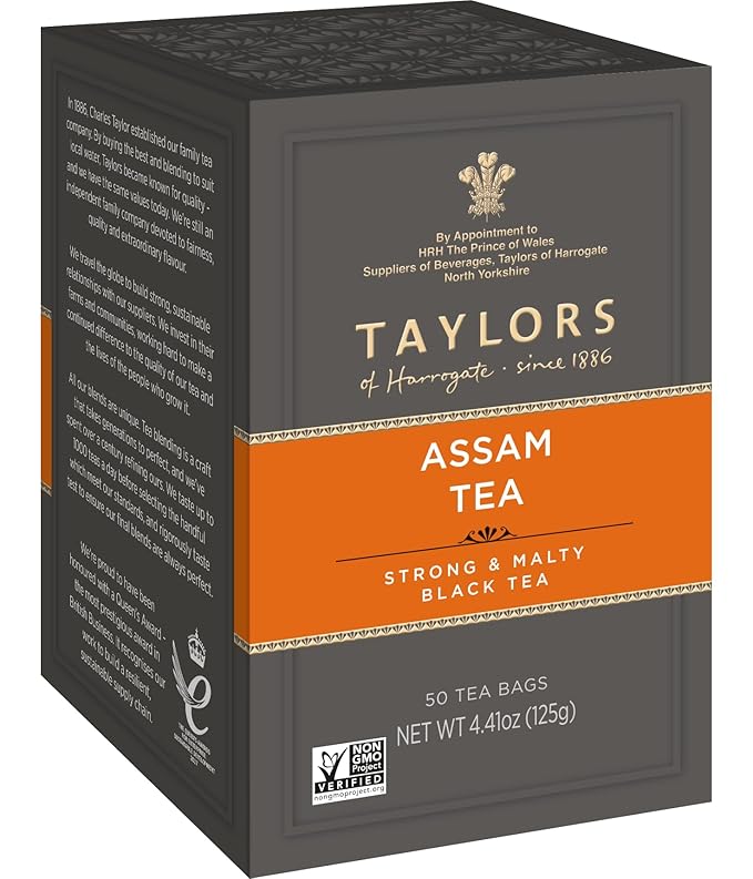 Taylors of Harrogate Assam, Black Tea, Pillow Tea Bags, 50 Count (Pack of 1), Full-bodied, Satisfying & Malty, Caffeinated, Enjoy Hot or Iced, 50 Teabags - Bloomnest