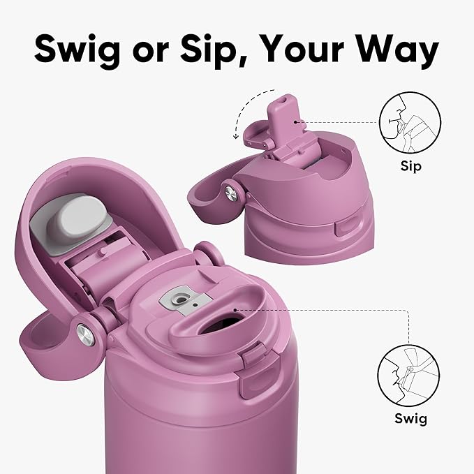 ENCOOL Leakproof Insulated Water Bottle with Straw Dual-Sip Water Bottle Bag-Safe Design for Work, Commute & Gym – Keeps Drinks Cold All Day, 24 oz, Mountbatten Pink ENCOOL