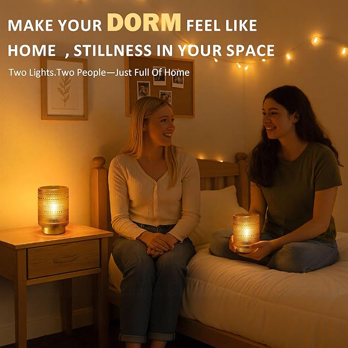 2 Pack Battery Operated Decorative Aesthetic Lamp with Timer for Dorm/Office/Patio/Bedside/,Small Cordless Table Lamps with LED Warm Bulb for Shelf/Coffee Table/Entryway/Mantle/Dresser Decor(Golden) - Bloomnest