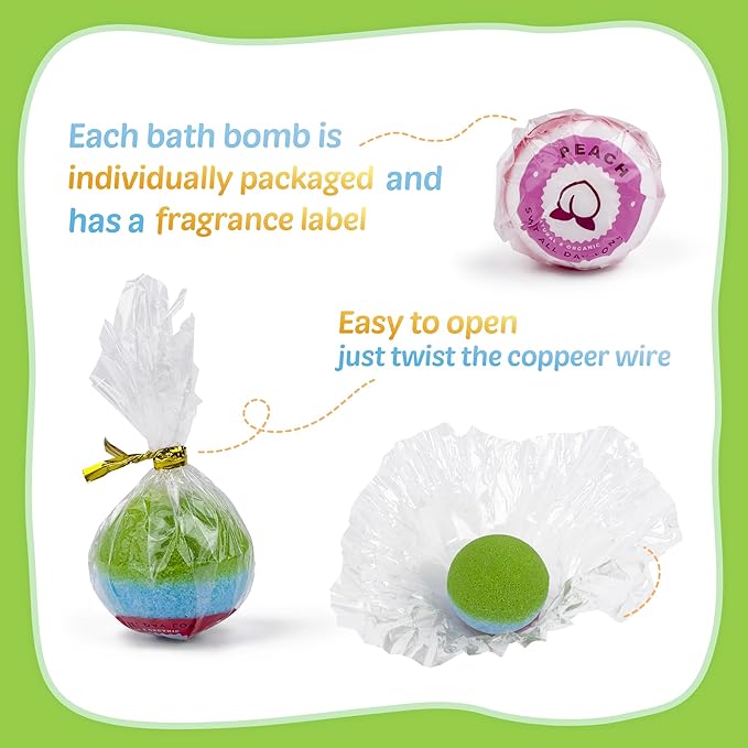 Bath Bombs for Kids, 12 Pcs Bath Bombs with Glow in The Dark Dinosura Surprise Inside, Handmade Organic Bubble Bath Ball Gift Set for Boys and Girls, Gift for Birthday Christmas Easter - Bloomnest