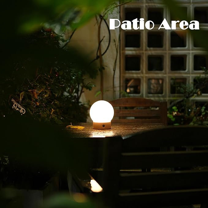 Small Cute Cordless Table Lamp Rechargeable, Battery Operated Shower Lamp Waterproof, Touch Dimmable Globe Ambient Light for Outdoor/Bedside/Patio/Dining (Black) - Bloomnest