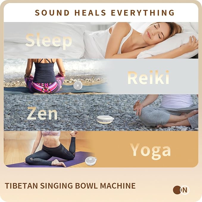 Portable Tibetan Singing Bowl Machine - Sound Bowl with Over 10 Meditation Noises, Crystal Healing, Chakra Healing, Spiritual Mindfulness and Sound Therapy, Yoga Gift Women/Men. - Bloomnest
