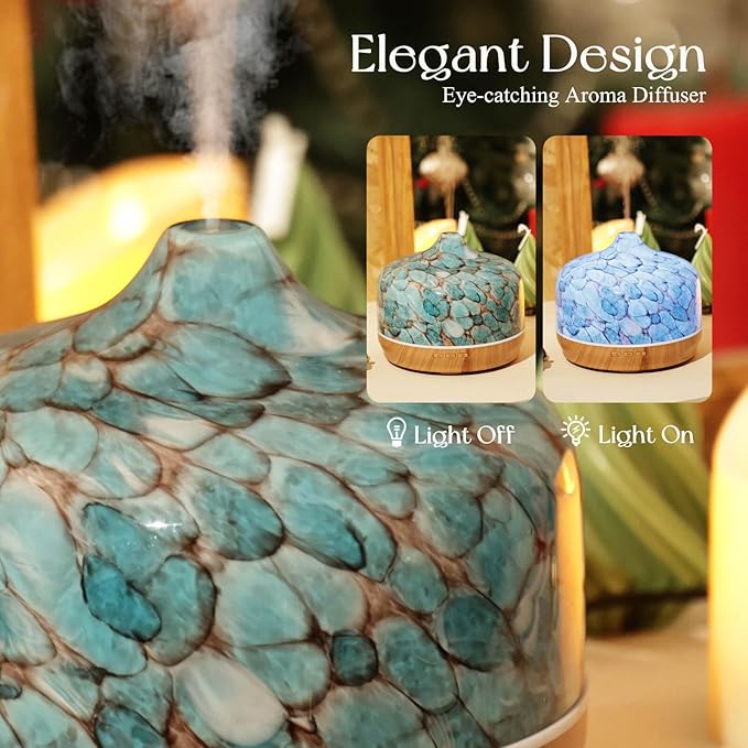 Porseme 500ml Essential Oil Diffuser, Aroma Ultrasonic Humidifier with Remote Control, BPA Free, Auto Shut-Off, 7 Color LED Light for Bedroom - Bloomnest