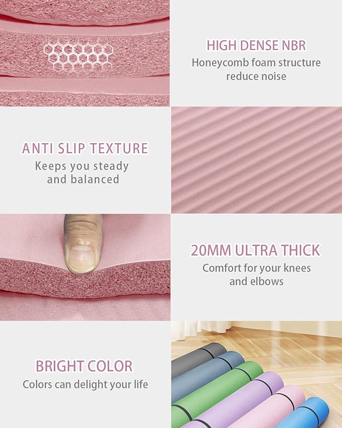 Large Yoga Mat 78"x 51" 20mm/15mm/10mm Thick Workout Mats for Home Gym, Extra Wide Workout for Women Men Gym Flooring Exercises - Bloomnest