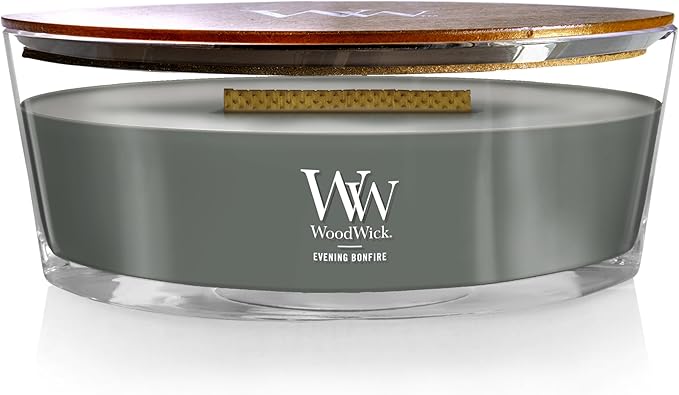 WoodWick Evening Bonfire Holiday Candle Gifts for Women and Men, 16 oz Ellipse Candle with Crackling Wick - Bloomnest