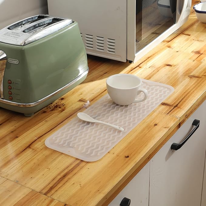 Silicone Dish Drying Mat for Multiple Usage,Easy clean,Eco-friendly,Heat-resistant Silicone Mat for Kitchen Counter,Sink,Bar,Bottle,or Cup Translucent M 17 inches x 6 inches - Bloomnest
