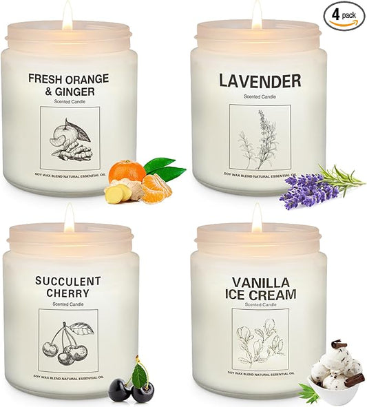 Scented Candles Sets, Candles for Home Scented,Made with Natural Soy Wax & Essential Oils, 35 Hour Burn Time,4 x 7.1 Oz Aromatherapy Candle Gifts for Christmas Birthday Women Mom Best Friends. - Bloomnest