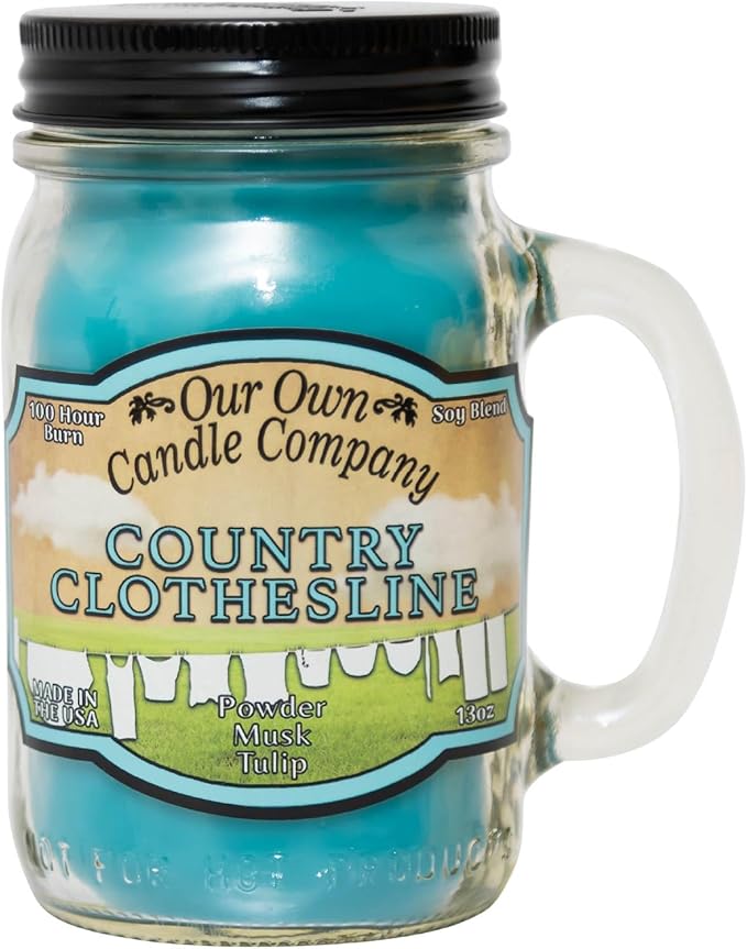 Our Own Candle Company, Clothesline Scented Mason Jar Candle, 100 Hour Burn Time, Made in The USA - 13 Ounces - Bloomnest