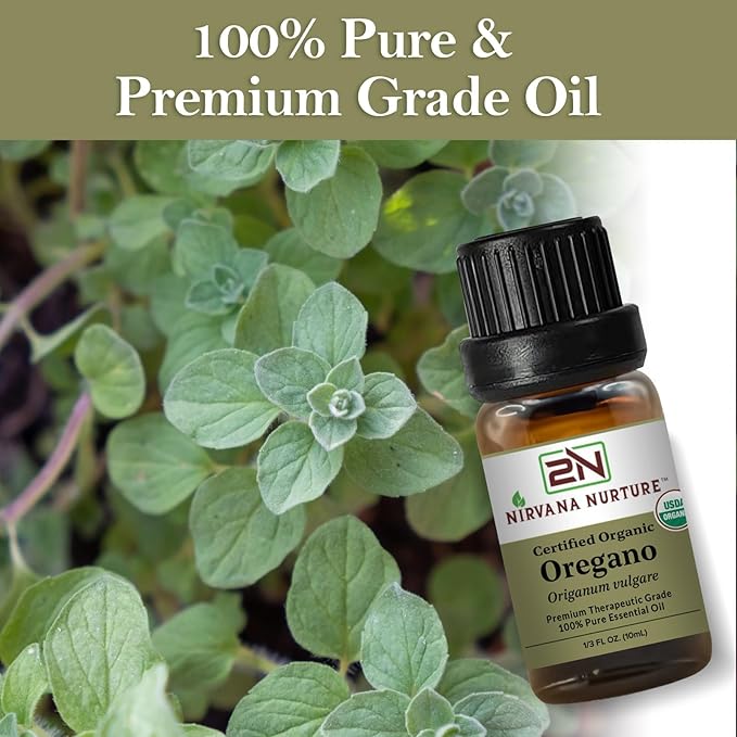 Oregano Essential Oil, USDA Certified Organic, 100% Pure Undiluted, Aromatherapy Oil for Diffuser, Hair & Skin Care NirvanaNurture