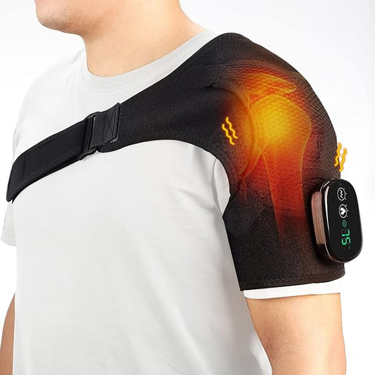 Cordless Shoulder Heating Pad, Heated Shoulder Brace with Vibration, Shoulder Massager for Men Women Pain Relief - Bloomnest