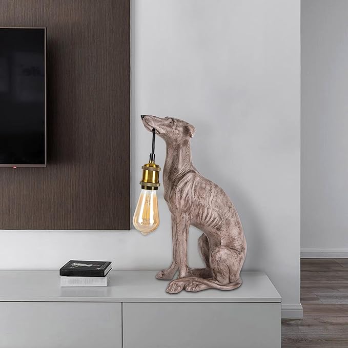 Modern Resin Carved Dog Table Lamp Sitting Dog Floor Lamp Animal Table lamp Creative Desk Lamp for Home Decor,Living Room, Bedroom H17inch Cord 5.9ft - Bloomnest