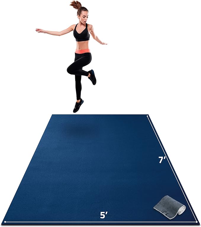 Gorilla Mats Premium Large Exercise Mat – 7' x 5' x 1/4" Ultra Durable, Non-Slip, Workout Mat for Instant Home Gym Flooring – Works Great on Any Floor Type or Carpet – Use With or Without Shoes - Bloomnest