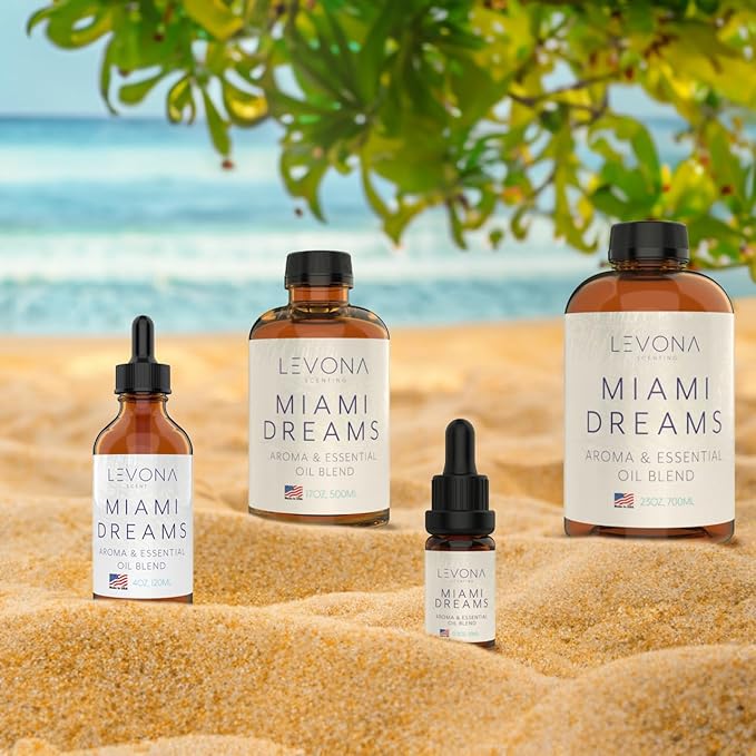 Levona Scent Essential Oils for Diffusers for Home: Miami Dreams Hotel & Home Luxury Scents Fragrance Oil - Aroma Oil with Notes of Bergamot Oil & Pine Essential Oil -120 Ml Scented Oils for Diffuser - Bloomnest