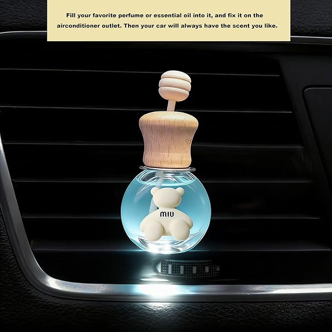 2 Pack Car Air Freshener Diffuser Bottle Refillable Empty Glass Perfume Bottle with Vent Clip, Drift Car Air Freshener Clip Essential Oil Diffuser for Car Oil Diffusers Interior Decor-A3 - Bloomnest