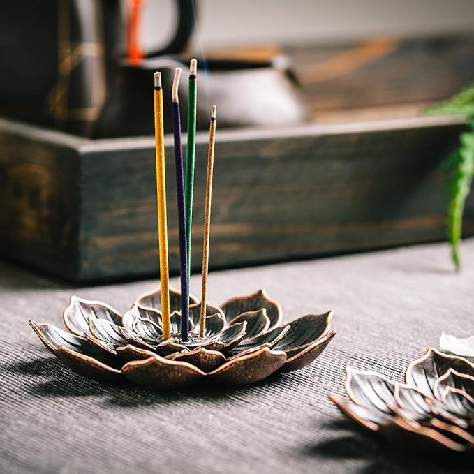 2 Pack Incense Burner, Incense Holder for Sticks, Brass Lotus Incense Stick Holder - Bloomnest