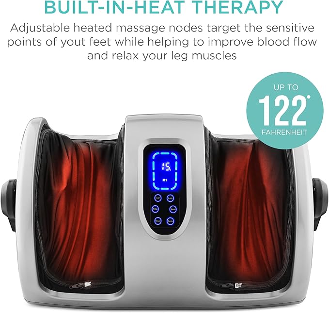 Best Choice Products Heated Shiatsu Foot Massager for Pain Relief, Plantar Fasciitis, Neuropathy, Blood Circulation w/Compact Design - Silver - Bloomnest