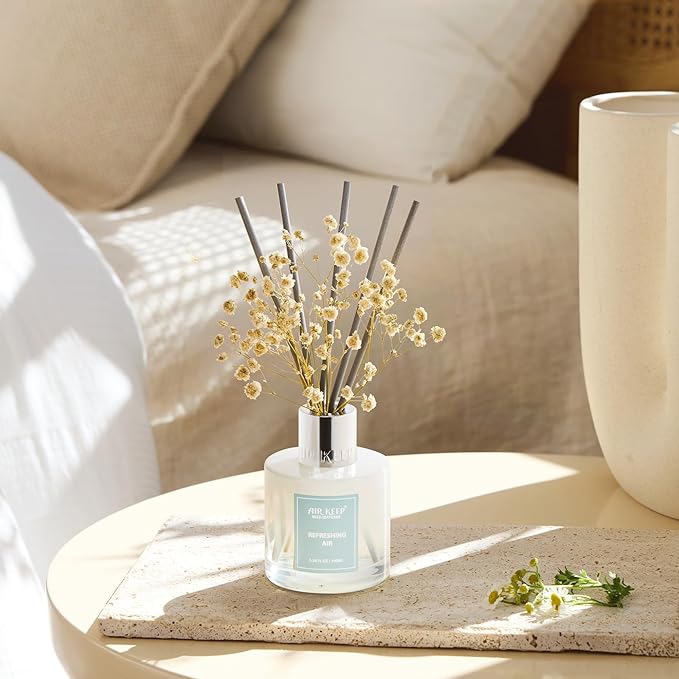 Airkeep Reed Diffuser Set,3.38 fl oz (100 ml) - Refreshing Air Oil Diffusers with 8 Reed Sticks, Home Fragrance Reed Diffuser for Bathroom Shelf Decor - Bloomnest