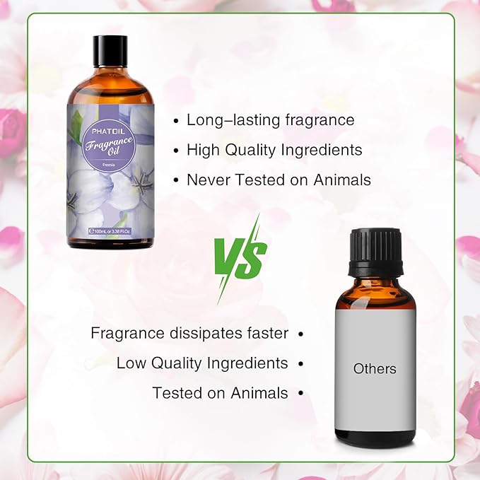 PHATOIL 3.38FL.OZ Freesia Fragrance Oils for Aromatherapy, Essential Oils for Diffusers for Home, Perfect for Diffuser, DIY Candle and Soap Making, DIY Scented Products - 100ml - Bloomnest