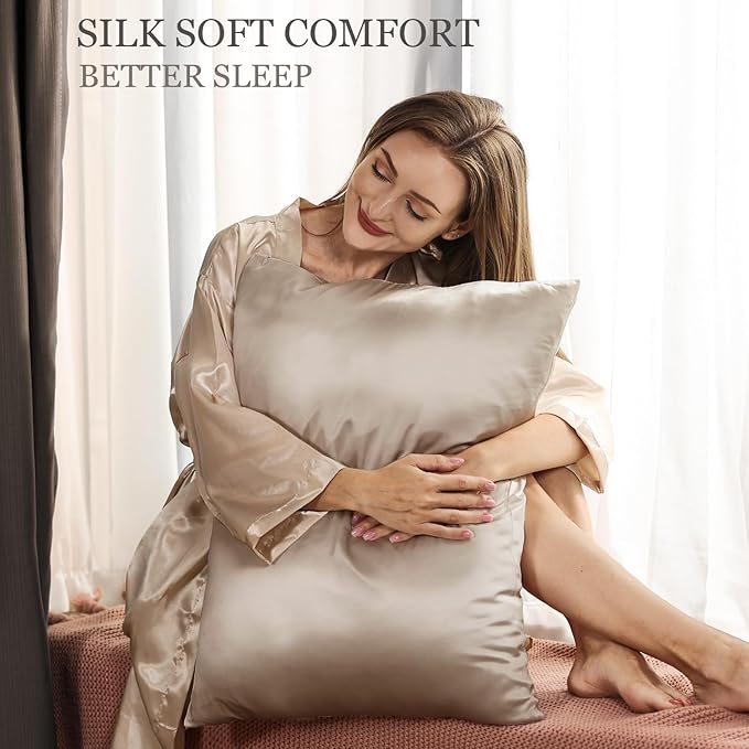 Adubor 100% Silk Pillowcase - Mulberry Silk Pillow Cases, 23 Momme 6A Grade Fibers, Silk Pillow Case for Hair and Skin Health, with Hidden Zipper (Standard 20''×26'', Apricot, 1PC) - Bloomnest