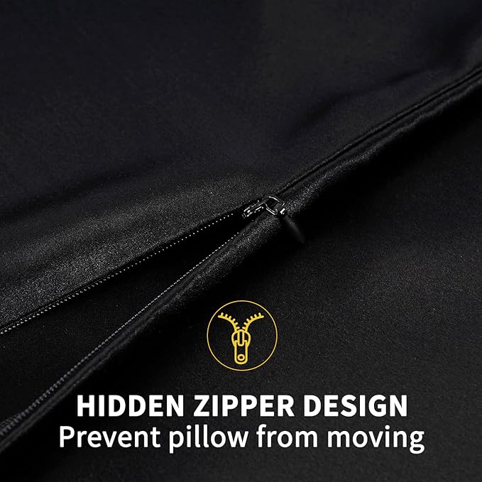 ZIMASILK 100% Pure Mulberry Silk Pillowcase for Hair and Skin Health,Soft and Smooth,Both Sides Premium Grade 6A Silk,600 Thread Count,with Hidden Zipper,1pc (King 20''x36'',Black) - Bloomnest