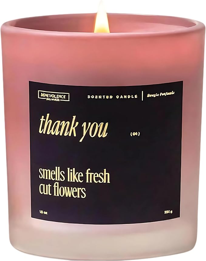Benevolence LA Thank You Scented Candles | 10 oz, 40-50 Hour Burn, Thank You Gifts for Women, Men Coworkers | Appreciation Gifts for Best Friend | Fall Candles - Smells Like Fresh Cut Flowers - Bloomnest
