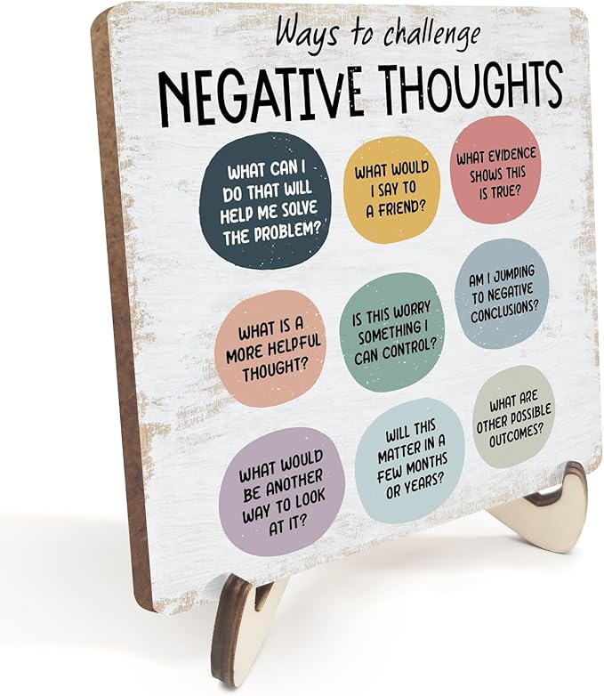 Inspirational Mental Health Office Decor Rustic Desk Decor Therapy Office School Counselor CBT Therapist Counseling Wood Sign Psychology Decoration for Home Office Table Shelf Plaque with Wood Stand - Bloomnest