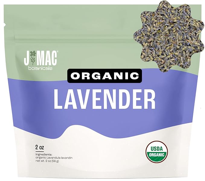 J MAC BOTANICALS, Organic Lavender Flower (2 oz), Dried Lavender Flowers, Buds - Bloomnest