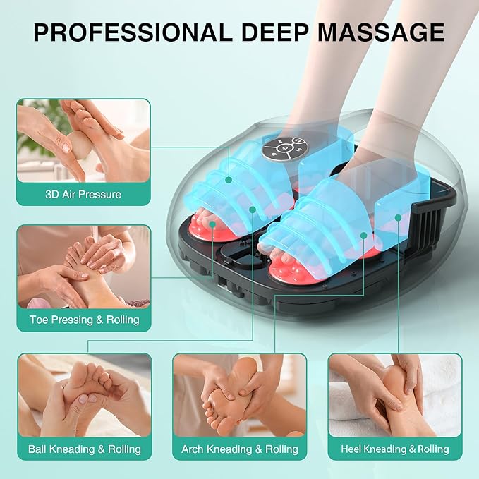 Medcursor Foot Massager with Heat, Shiatsu Deep Kneading Machine, Multi Air Compression Intensity, Smart APP Mobile Remote Control and Foot Massage Relax for Home and Office Use, Gifts for Women Mom - Bloomnest