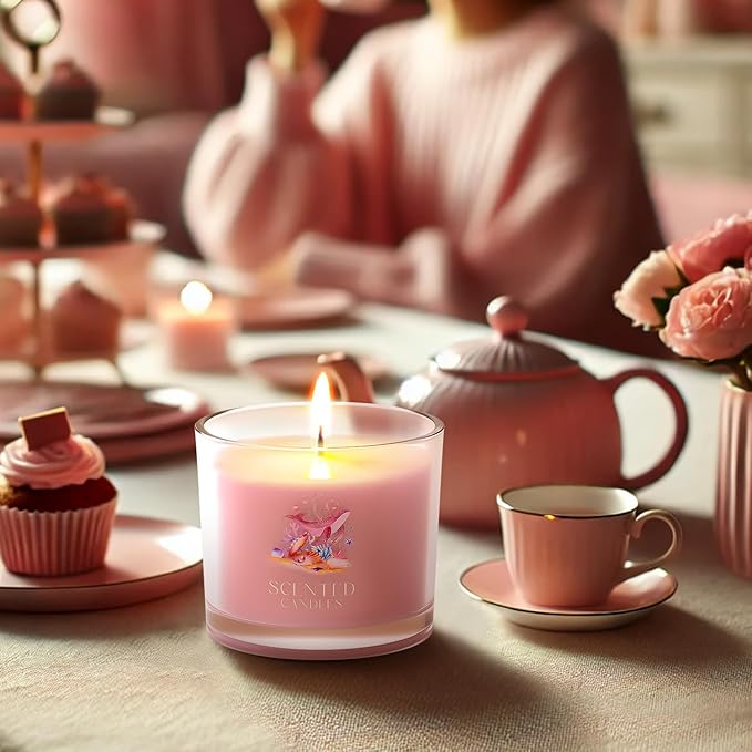 Scented Candles Gifts for Women, Candle Gift Set for Her, 3 Pink Ocean Candles, Birthday Gifts for Women/Men (Pink, 7 oz) - Bloomnest