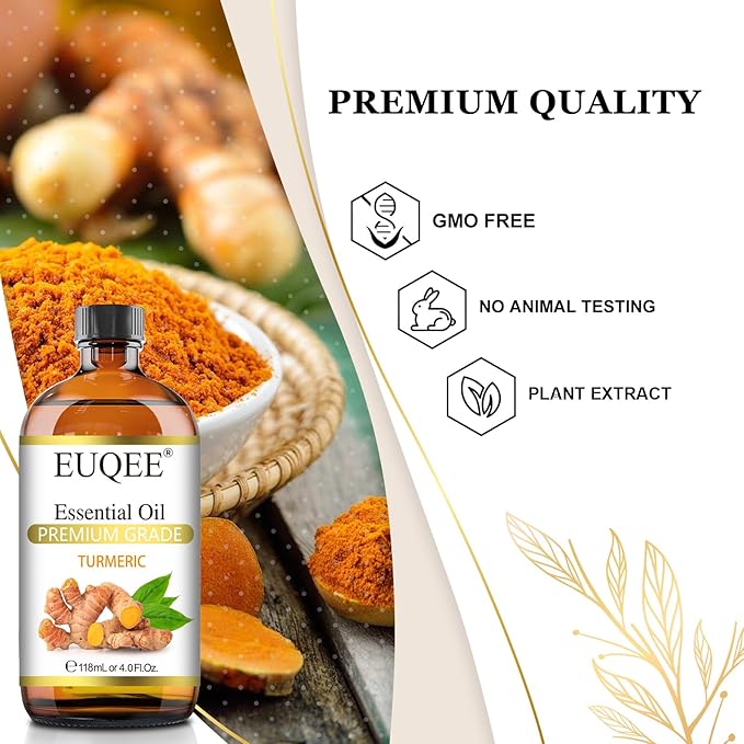 EUQEE Turmeric Essential Oil 118 ml Pure Turmeric Essential Oil for Diffusers, Candle Making, DIY Soap - 4Fl. Oz - Bloomnest