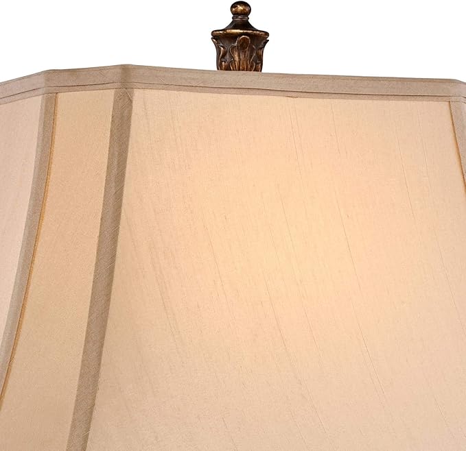 Barnes and Ivy Leafwork Vase 32 1/2" Tall Large Traditional End Table Lamp Brown Wood Finish Single Tan Rectangular Shade Living Room Bedroom Bedside Nightstand House Office Home Reading Kitchen - Bloomnest