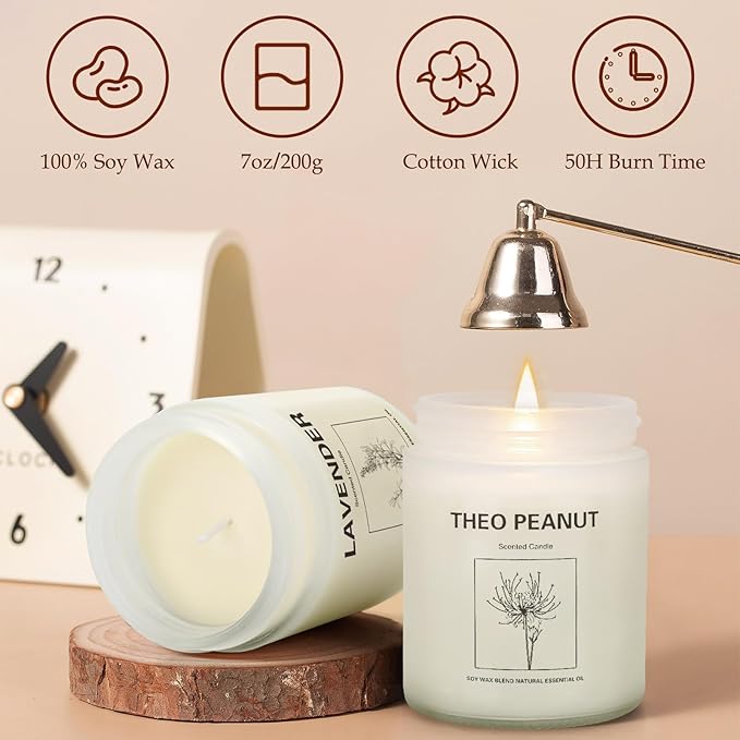 Candles for Home Scented,Lavender Candle Gifts Set,Made with Natural Soy Wax & Essential Oils, 6 Pack 42 Oz Candles Gifts for Women, Ideal for Birthday, Valentine's Day, Thanksgiving - Bloomnest