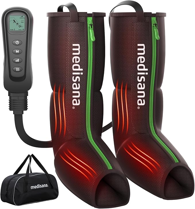 Medisana Leg Massagers with Heat and Compression, Leg Massager for Circulation and Pain Relief, Foot and Calf Massager Machine for Edema, Relax Recover-Birthday Gifts for Dad Men Mom Women