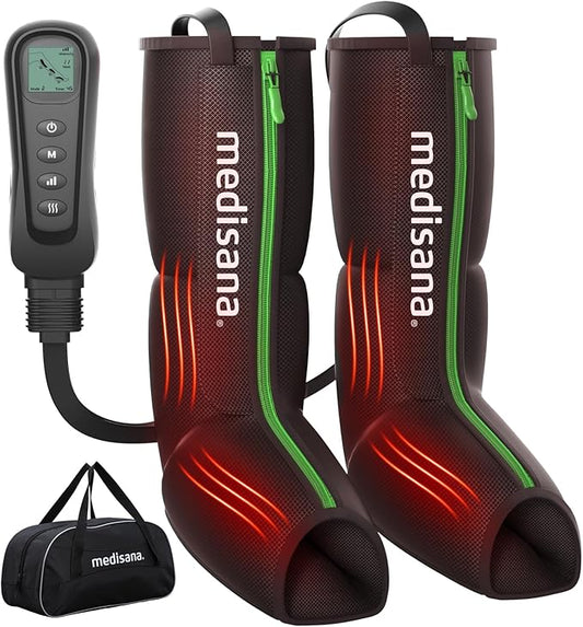 Medisana Leg Massagers with Heat and Compression, Leg Massager for Circulation and Pain Relief, Foot and Calf Massager Machine for Edema, Relax Recover-Birthday Gifts for Dad Men Mom Women