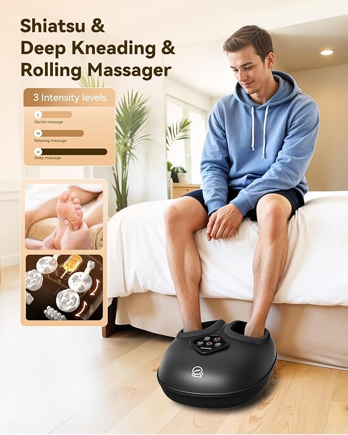 COMFIER 2025 Shiatsu Foot Massager with Heat,Compression,Kneading &Rolling,Foot Massager for Neuropathy,Plantar Fasciitis,Upgraded for Larger Feet Machine(Size 15),Home or Office, Christmas Gifts - Bloomnest