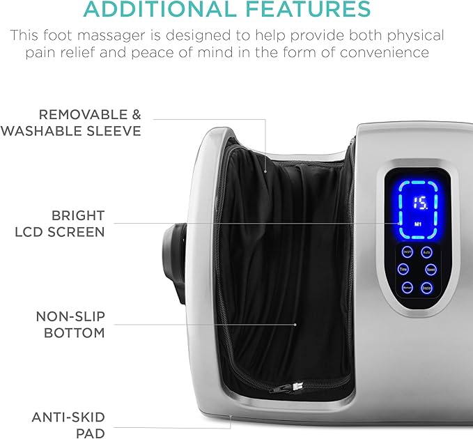 Best Choice Products Heated Shiatsu Foot Massager for Pain Relief, Plantar Fasciitis, Neuropathy, Blood Circulation w/Compact Design - Silver - Bloomnest
