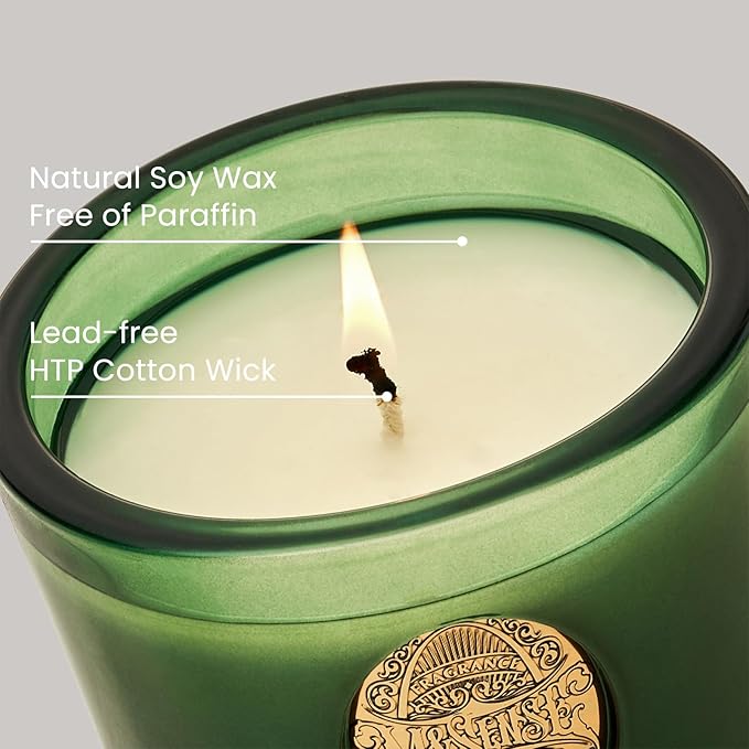 M&SENSE Natural Soy Candle | Evergreen Pine & Emerald Green | 9.2 oz, 50H Burn Time | Luxury Scented Candle for Relaxation, Gifting, Home Décor | Ideal for Bedroom, Office, Party Ambiance - Bloomnest