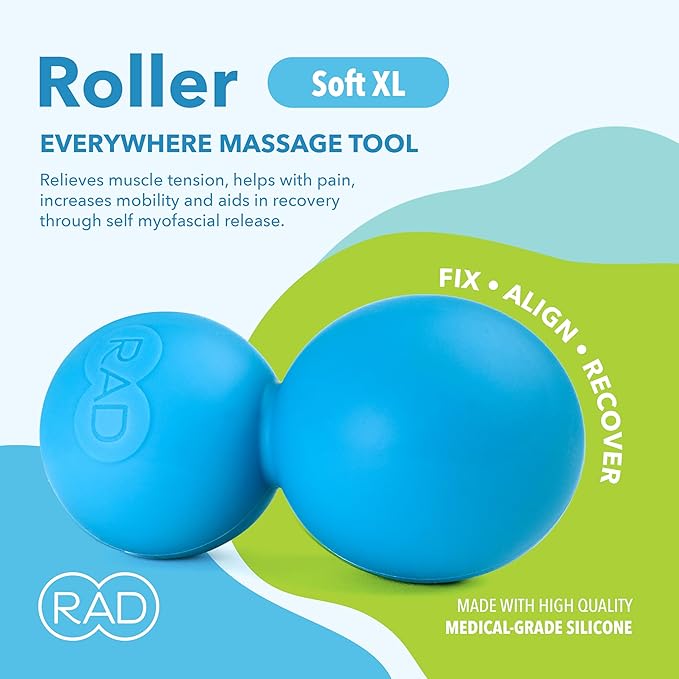 RAD Roller XL Peanut Roller Ball Massager - Soft Density Peanut Massage Ball - Myofascial Release for Back, Feet, Neck, Psoas - Suboccipital Release Device, Thoracic Spine Roller Balls