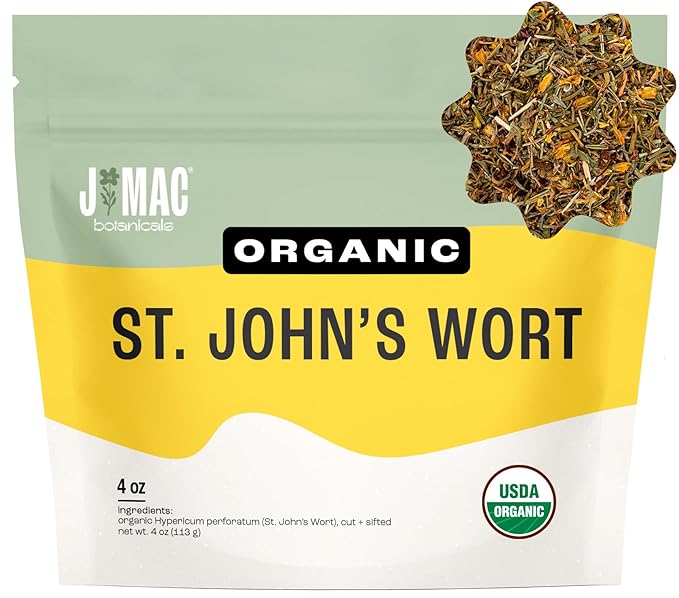 J Mac Botanicals, Organic St John's Wort herb (4 oz) loose leaf St. Johns Wort tea - Bloomnest