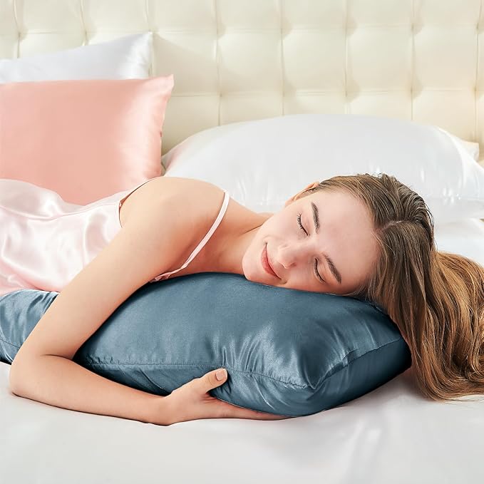 BEDELITE Satin Body Pillow Cover, Super Soft and Cooling Body Pillow Pillowcase for Hair and Skin, Breathable Silky Full Long Pillowcase Cover(20"x54", Bluesteel) - Bloomnest