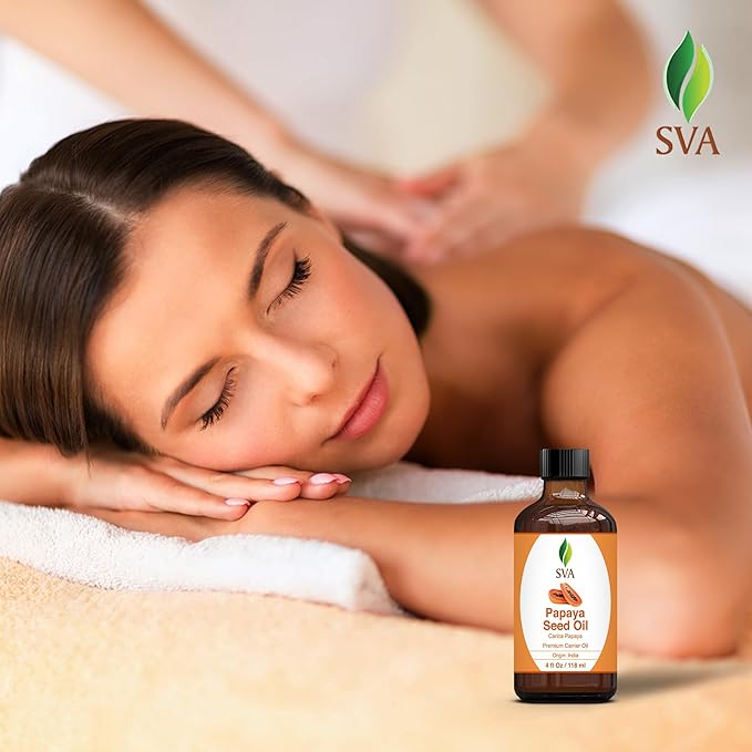 SVA Papaya Seed Oil - 4 Fl Oz – 100% Natural Cold Pressed Papaya Oil - for Face, Skin Care, Hair Care, Scalp Massage & Body Massage – Carrier Oil with Dropper - Bloomnest